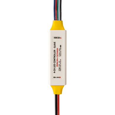 Professioneller RF Controller für RGBW LED Beleuchtung SLAVE, 6-24V DC, 3x2,5 + 4A, IP63