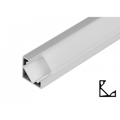 Profilé en aluminium pour bande LED, d'angle, avec bord, encastrable, 2m