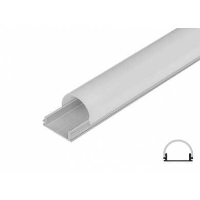 Aluminium profile for LED flexible strip, narrow, shallow, 2m