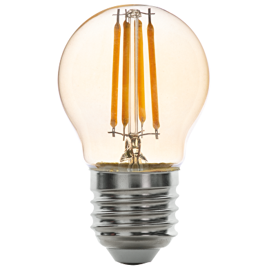LED filament лампа топка, димираща, 4W, E27, 2500K, 220-240V AC, амбър