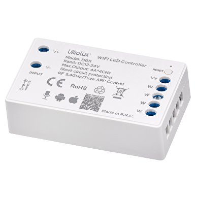 Smart 2.4G RF WIFI controlador para  tiras de  LED un color ( de 1 a 4 zonas) 4x4A, 192W (12V), 12-24V DC