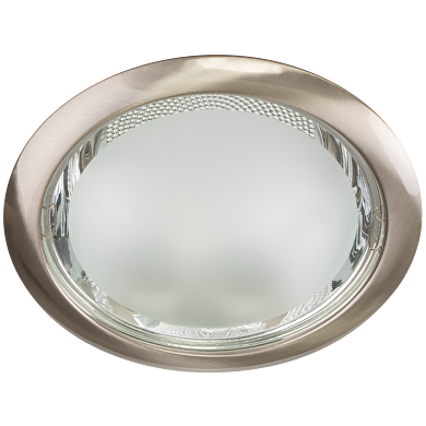 Ceiling downlight E27 frame, round, satin nickel, fixed, IP20