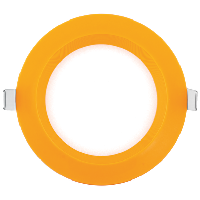 Panneau LED encastrable, cercle, cadre orange, 6W, 2700K, 220-240V AC, lumière chaude