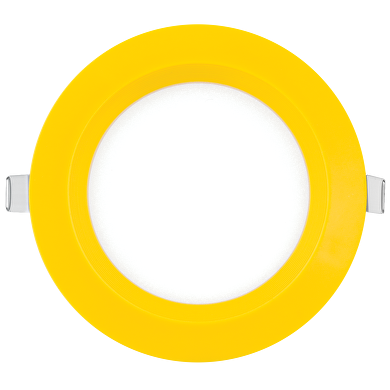 LED panel for building-in, round, yellow frame, 6W, 2700K, 220V-240V AC