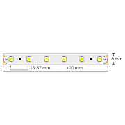 Tira de LED  4.8W/m, 24V/DC,2700K(luz càlida),60 leds/m,SMD3528 5m(rollo),IP20,serie profesional