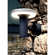 LED outdoor wall lighting fixture 6W, 2700K, IP65, round, graphite