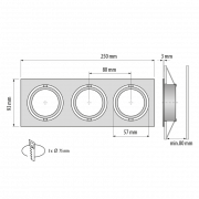 Ugradbeni reflektor (kučište) GU10 trostruki, pomični, bijeli, IP20