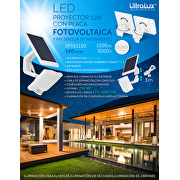 LED proyector con panel solar y PIR sensor de movimiento ,11W, 5000K, 220-240V AC, IP54,batería recargable incorporada de litio-ferro fosfato (LiFePO4)