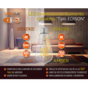 Bombilla de LED con filamento Edison dimable, 4W, E27, 2500K(ámbar), 220-240V AC