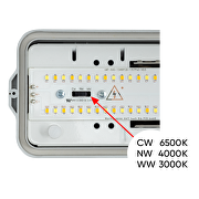 LED индустриално осветително тяло CCT PC, 1.20м, 36W max, 220V-240V AC, IP66
