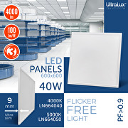 LED-Panel zum Einbauen 600x600 mm, 40W, 5000K, 220-240V AC, kaltes Licht