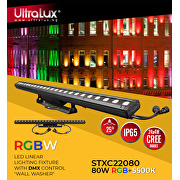 RGBW LED linear fixture with DMX control 80W, 220V-240V AC, IP65