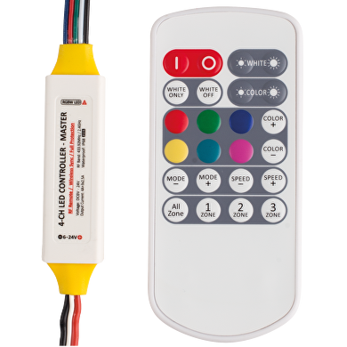 Professioneller RF-Controller für RGBW LED-Beleuchtung MASTER, 6-24V DC, 3x2,5 + 4A, IP63