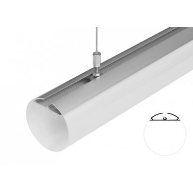 Perfil de aluminio de suspensiòn para tira de LED, cilìndrico Ø60mm - 2m.