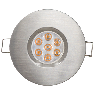 Lune LED encastrable 6,5W, 2700K, 220-240V AC, lumière chaude, 45°, nickel satiné, IP44