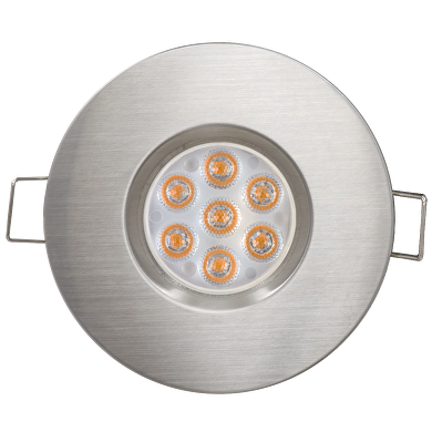 LED Einbaustrahler 6,5W, 4200K, 220-240V AC, neutrales Licht, 45°, Nickel satiniert, IP44