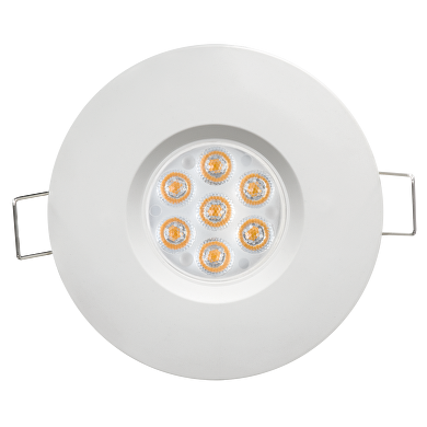 LED Downlight, IP44, 6.5W, 45°, 2700/4200 K, Hvid