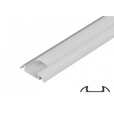 Aluminium profile for LED flexible strip for surface mounting, narrow, 2m