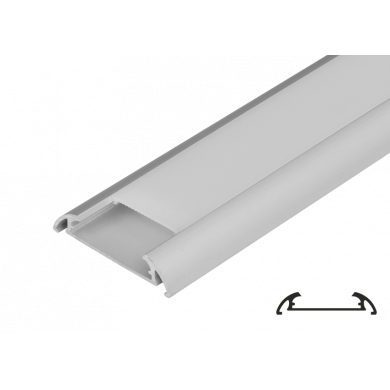Aluminium profile for LED flexible strip for surface mounting, wide, 2m