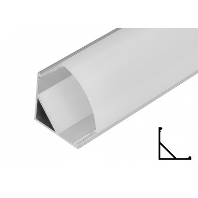 Profilé en aluminium pour bande LED grand, d'angle, pour installation extérieure, 2m