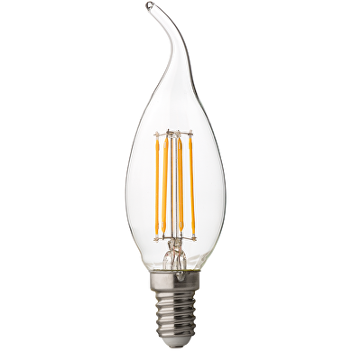 LED filament лампа пламък, димираща, 4W, E14, 4200K, 220-240V AC, неутрална светлина