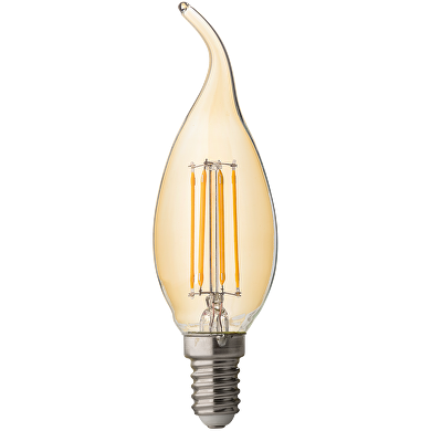 LED filament kerte pære 4W, E14, 2500K, amber, dim