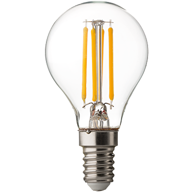 LED bombilla esfèrica con filamento  4W, E14, 4200K(luz neutral), 220V AC,dimable