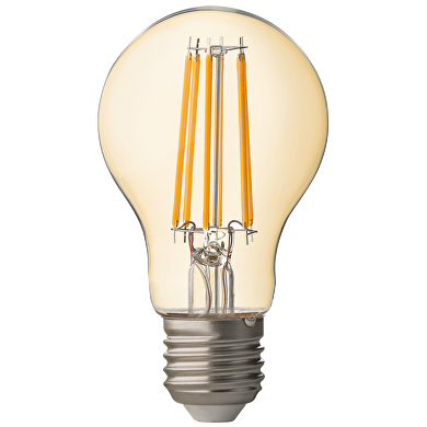 LED filament лампа крушка, димираща, 8W, E27, 2500K, 220-240V AC, амбър