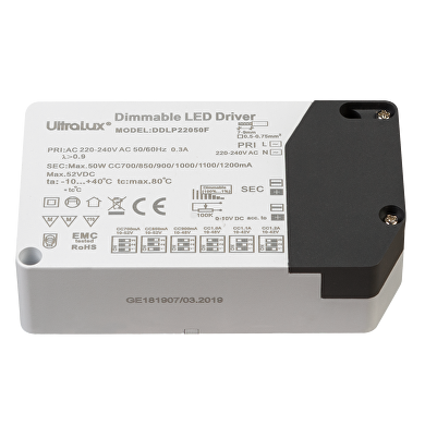 Pilote de gradation 0-10V DC, potentiomètre 100KΩ, 50W / 700-1200mA DC