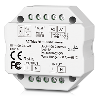 RF TRIAC, PUSH dimmer 350VA, 1.5A, 220-240V AC