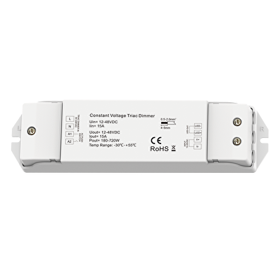 Contrôleur avec TRIAC et commande PUSH 180-720W, 15A, 12-48V DC