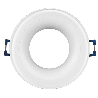 Ceiling downlight frame, round, white, fixed, IP44, aluminium and glass