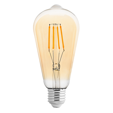 LED filament лампа крушка, димираща, 4W, E27, 2500K, 220-240V AC, амбър