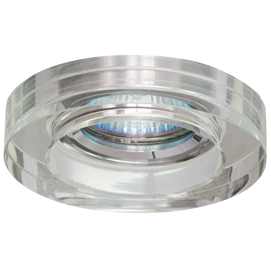 Ceiling downlight frame, round, GU10, fixed, white crystal, IP20