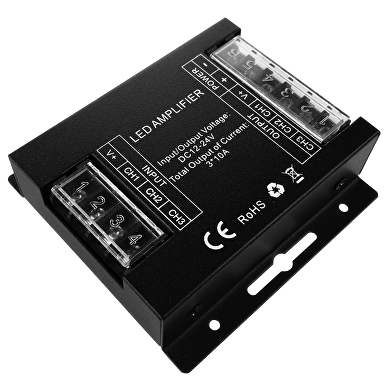 Amplificateur pour bande LED RGB 3X10A, 360W (12V DC), 12-24V DC