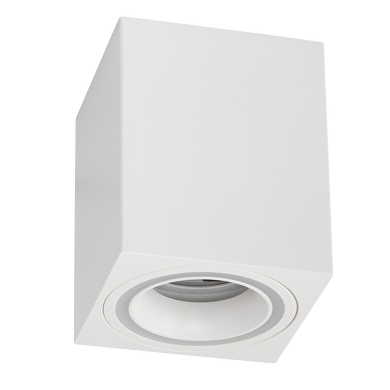 Ceiling downlight for surface mounting square, GU10, fixed, white, IP20