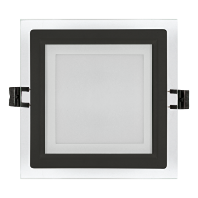 Γυάλινο πάνελ LED για ενσωμάτωση, τετράγωνο, 6W, 4200K, 220-240V AC, IP44, μαύρος δακτύλιος
