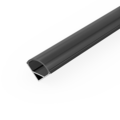 Aluminiumprofil für LED-Flex-Strip, schwarz, mit schwarzem Diffusor, für Anbaumontage, eckig, 2m