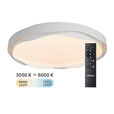 LED dimmbare CCT Deckenleuchte mit Fernbedienung weiß, max.72W, 3000K-6000K, 220-240V AC, rund, IP20