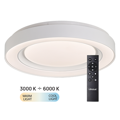 Plafonnier LED CCT à intensité variable avec télécommande, blanc, max. 72 W, 3 000 K-6 000 K, 220-240 V AC, rond, IP20
