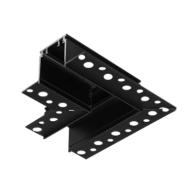 Horizontal L-connector for deep rail for building-in