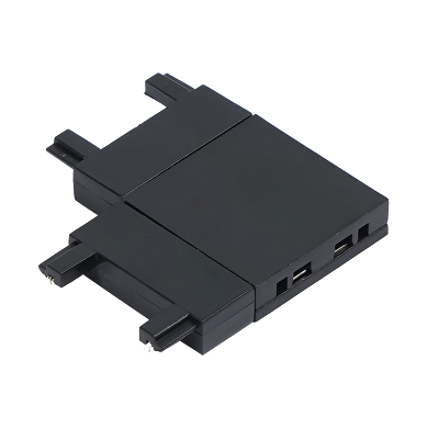 Horizontal L-connector for slim rail for surface mounting