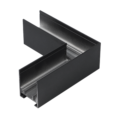 Horizontal L-connector for deep rail for surface mounting