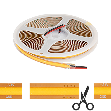 Professional LED strip Free-cut COB, 13W/m, 4200K, 24V DC, 528 LEDs/m, 5m Ra≥, IP20