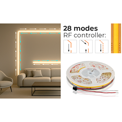 Digital running single colour LED flexible strip 11W/m, 4000K, IC WS2811, 24V DC, 10 pixels/m, COB, 10m, IP20