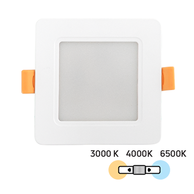 Pannello LED da incasso, quadrato 5W, 3000K/4000K/6500K, 220-240V AC, IP54