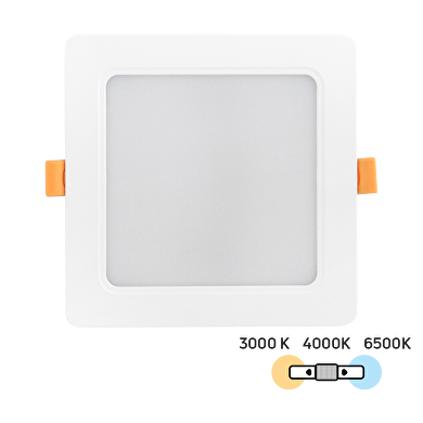 Pannello LED da incasso, quadrato 12W, 3000K/4000K/6500K, 220-240V AC, IP54