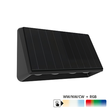 Соларно LED осветителено тяло за стена CCT+RGB, 60°, IP65