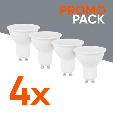 Confezione promozionale da 4 lampadine LED per scatola PAR16 5W, GU10, 4000K, 220-240V AC