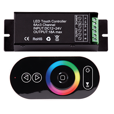 Ρυθμιστής RF TOUCH για φωτισμό LED RGB 12-24 V DC, 3x6A